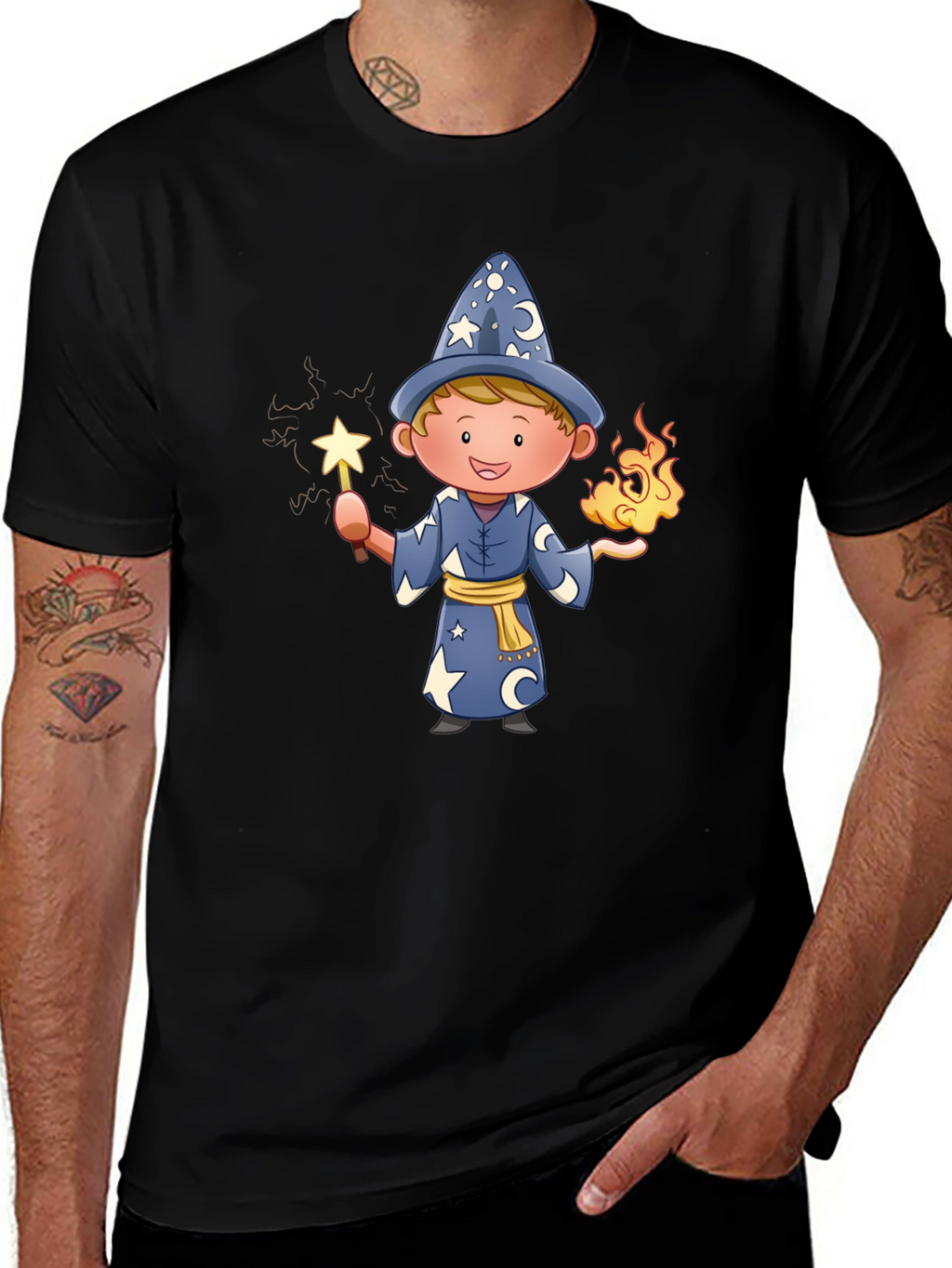Wizard Graphic Tee - Magical Cartoon Design