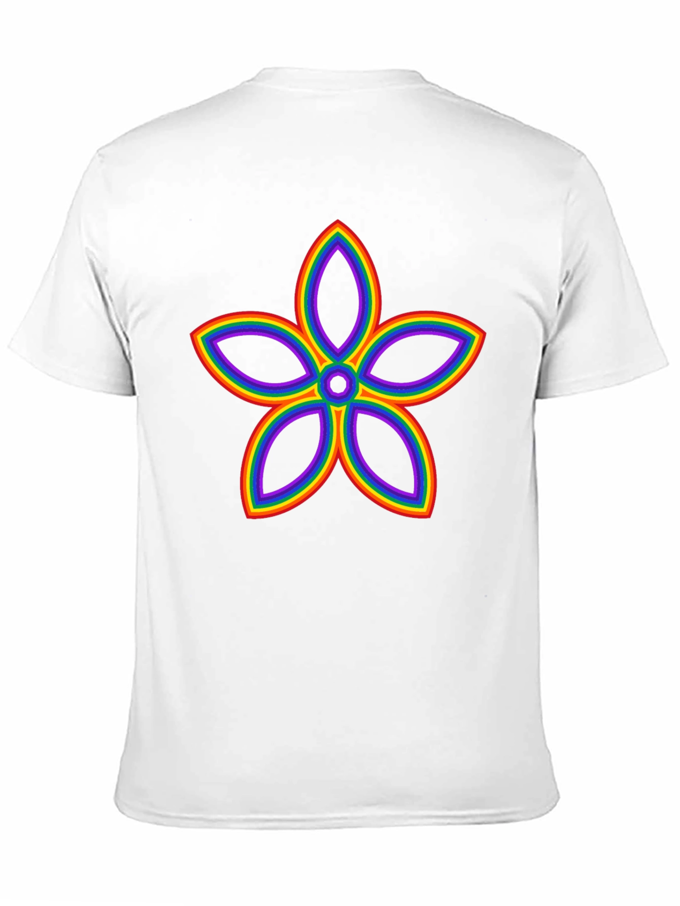 Rainbow Flower Graphic Black T-Shirt