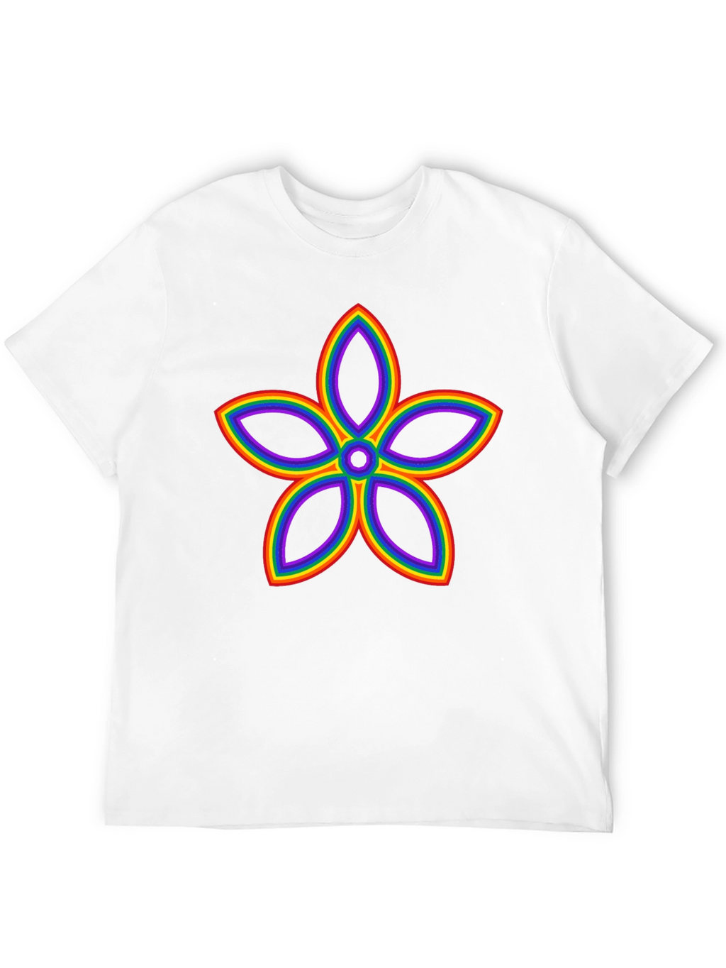 Rainbow Flower Graphic Black T-Shirt
