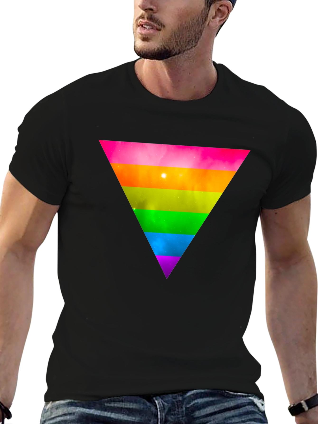 Rainbow Triangle Black T-Shirt - Stylish Graphic Tee