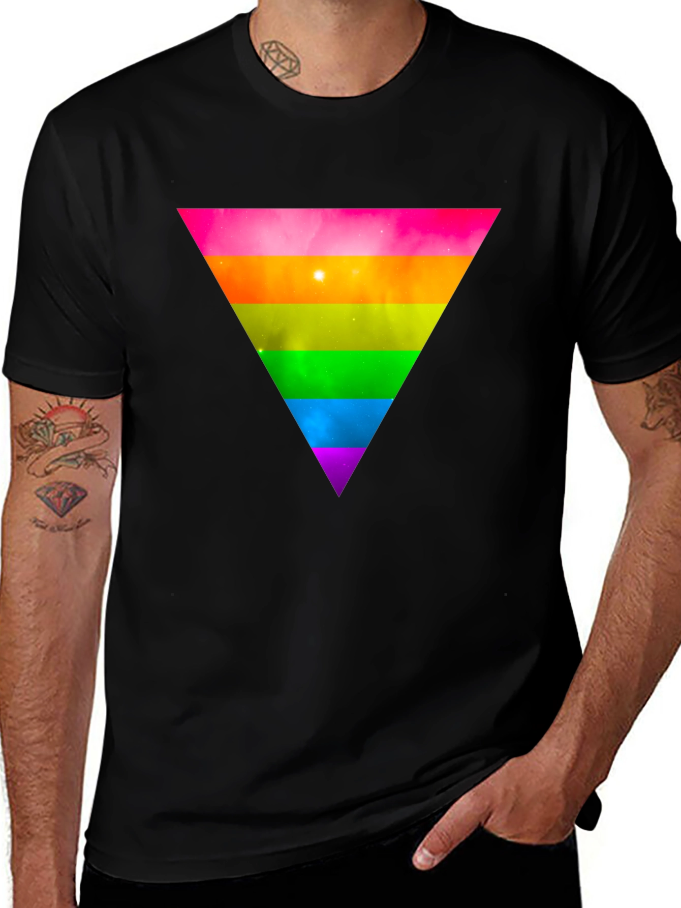 Rainbow Triangle Black T-Shirt - Stylish Graphic Tee