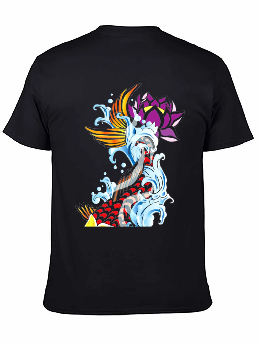 Koi Fish & Lotus Black Graphic Tee