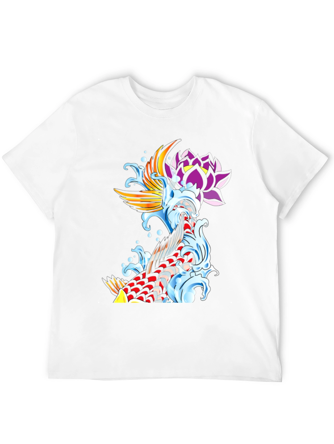 Koi Fish & Lotus Black Graphic Tee