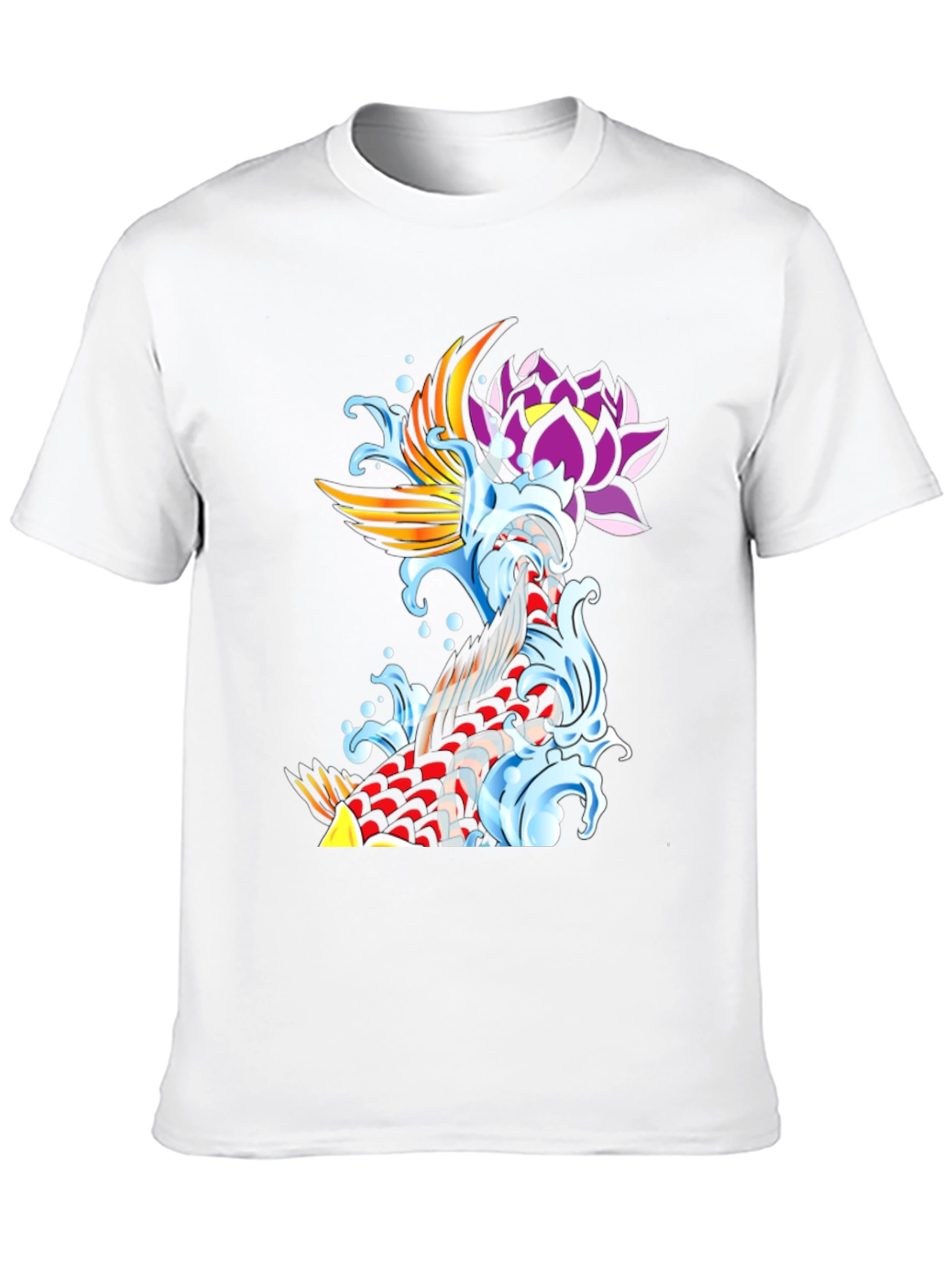 Koi Fish & Lotus Black Graphic Tee