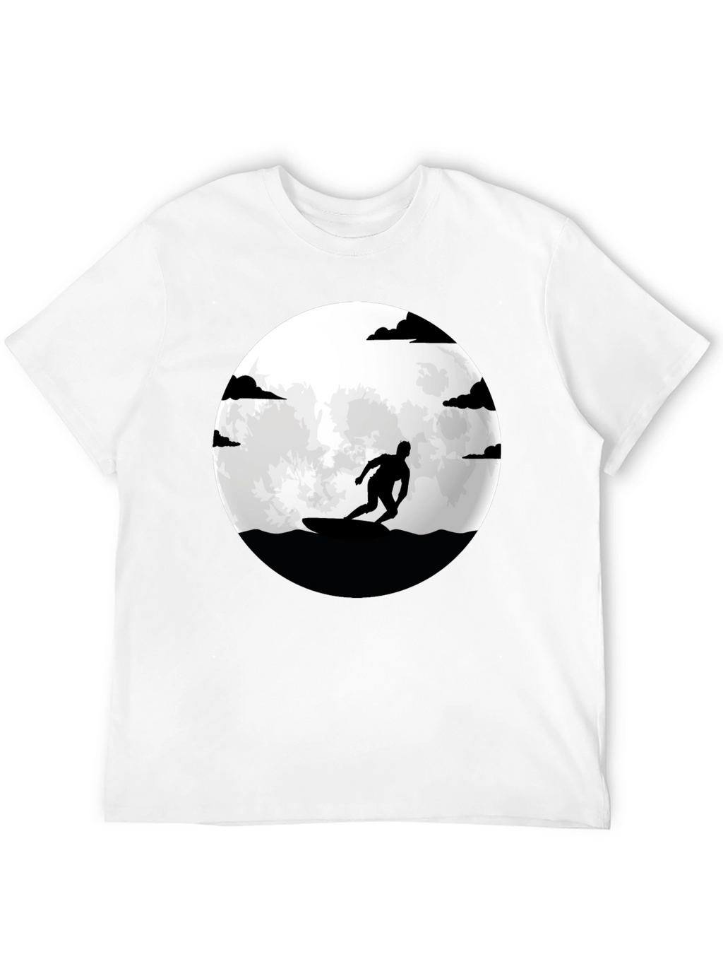 Surfer Silhouette Tee - Moonlit Waves Graphic T-Shirt