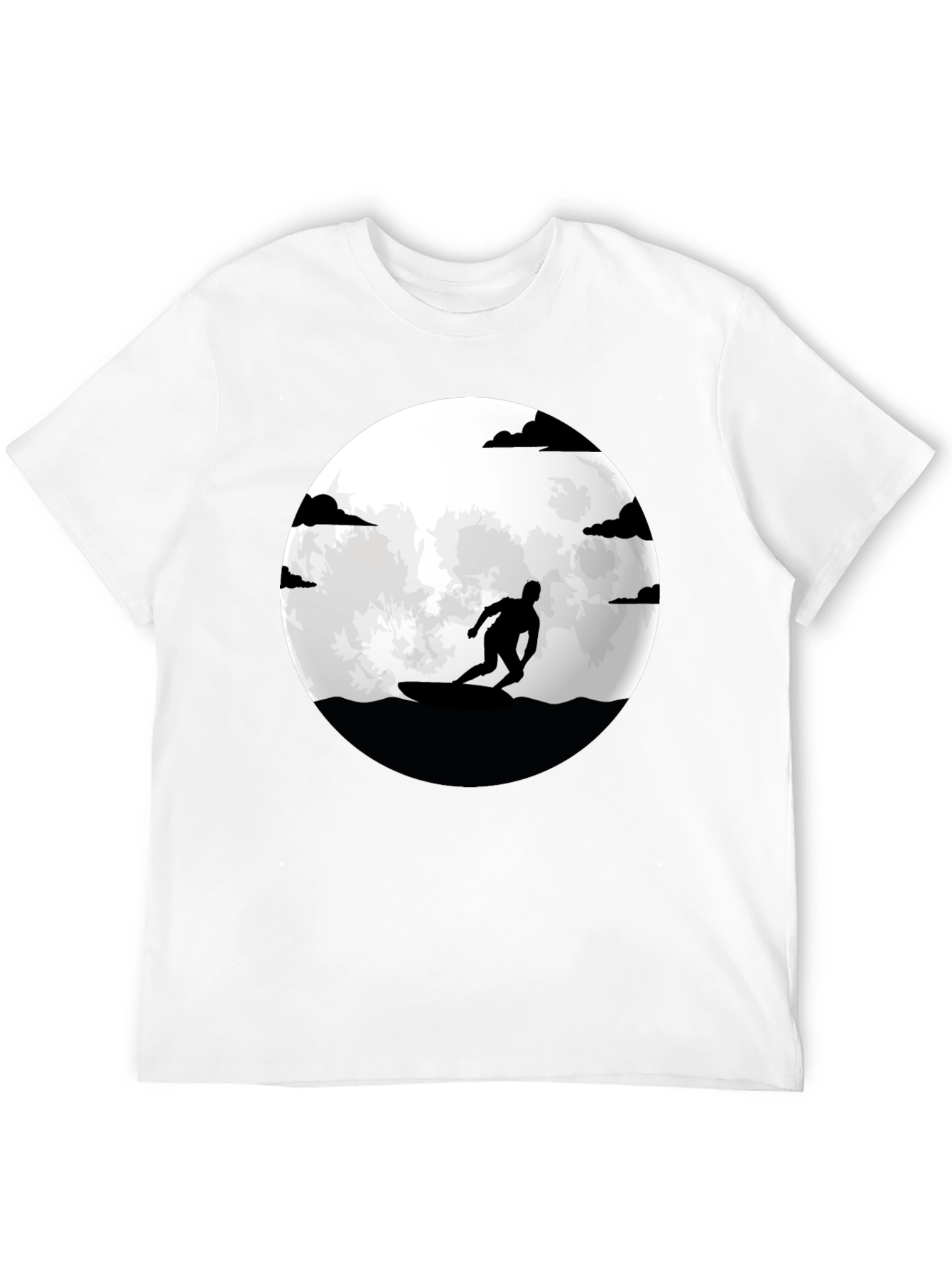 Surfer Silhouette Tee - Moonlit Waves Graphic T-Shirt