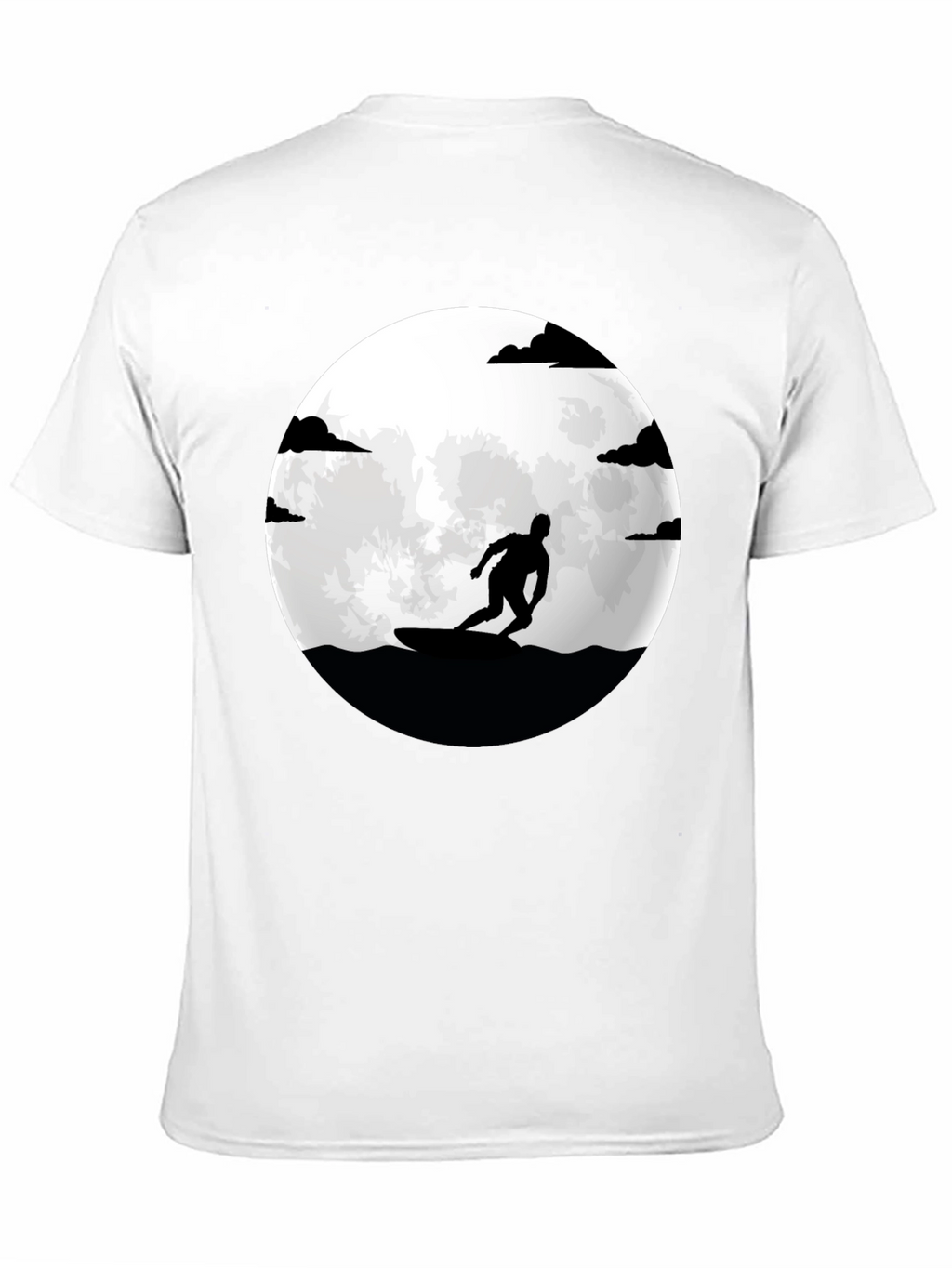 Surfer Silhouette Tee - Moonlit Waves Graphic T-Shirt