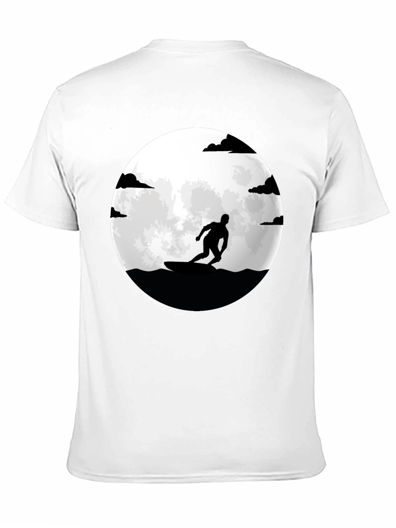 Surfer Silhouette Tee - Moonlit Waves Graphic T-Shirt