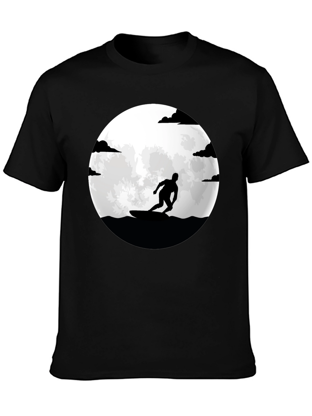 Surfer Silhouette Tee - Moonlit Waves Graphic T-Shirt