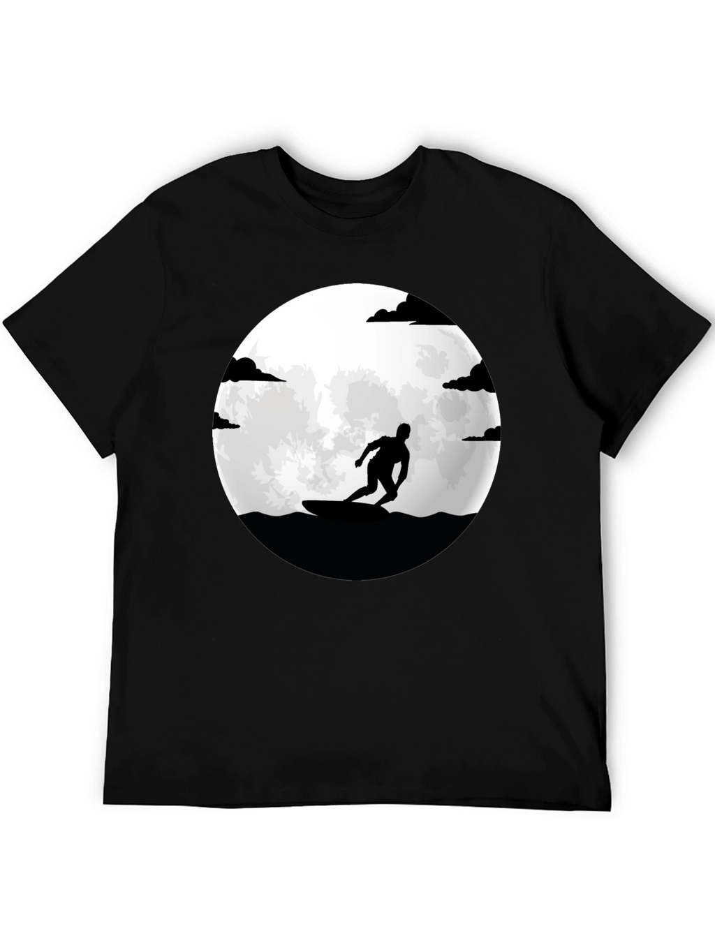 Surfer Silhouette Tee - Moonlit Waves Graphic T-Shirt