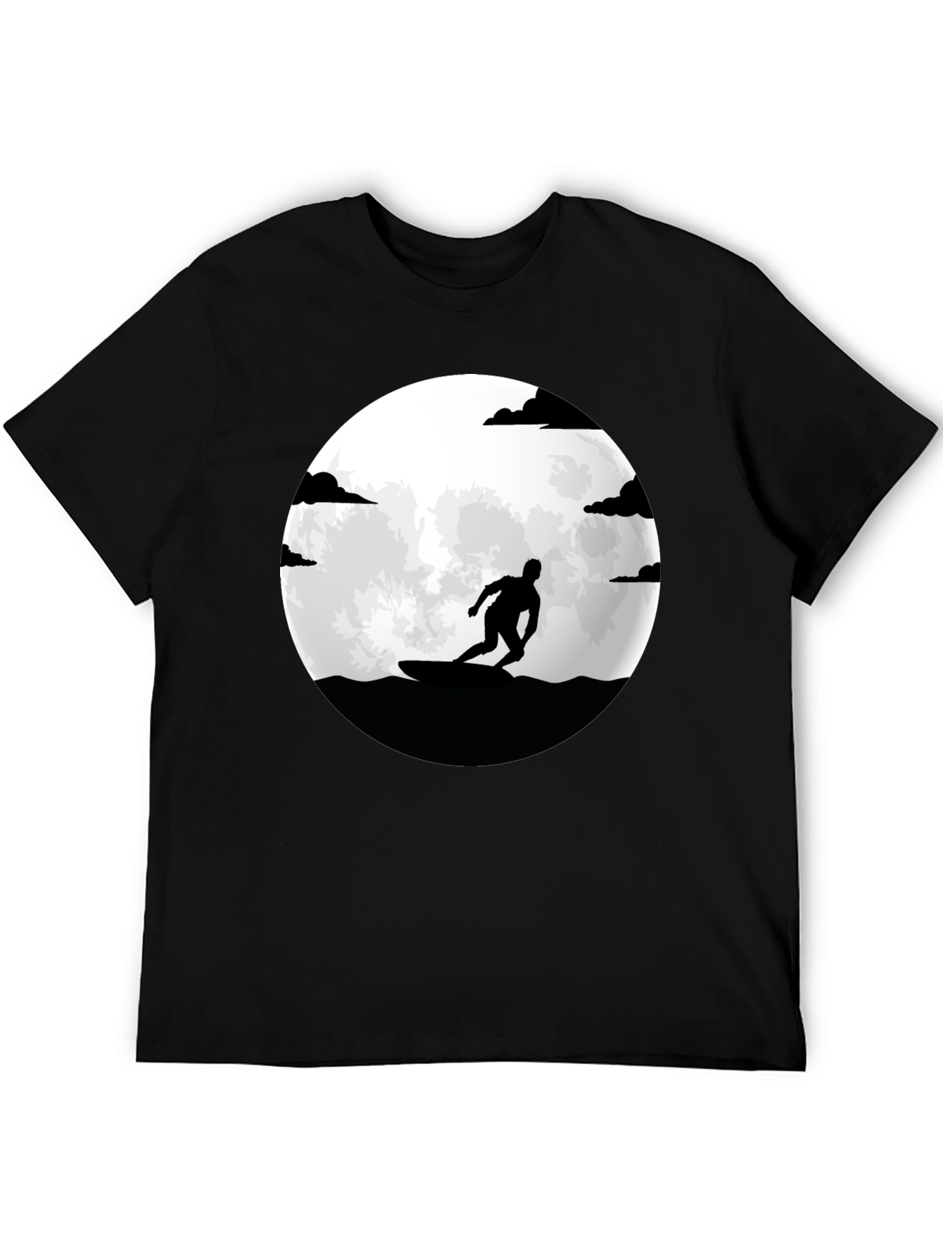 Surfer Silhouette Tee - Moonlit Waves Graphic T-Shirt