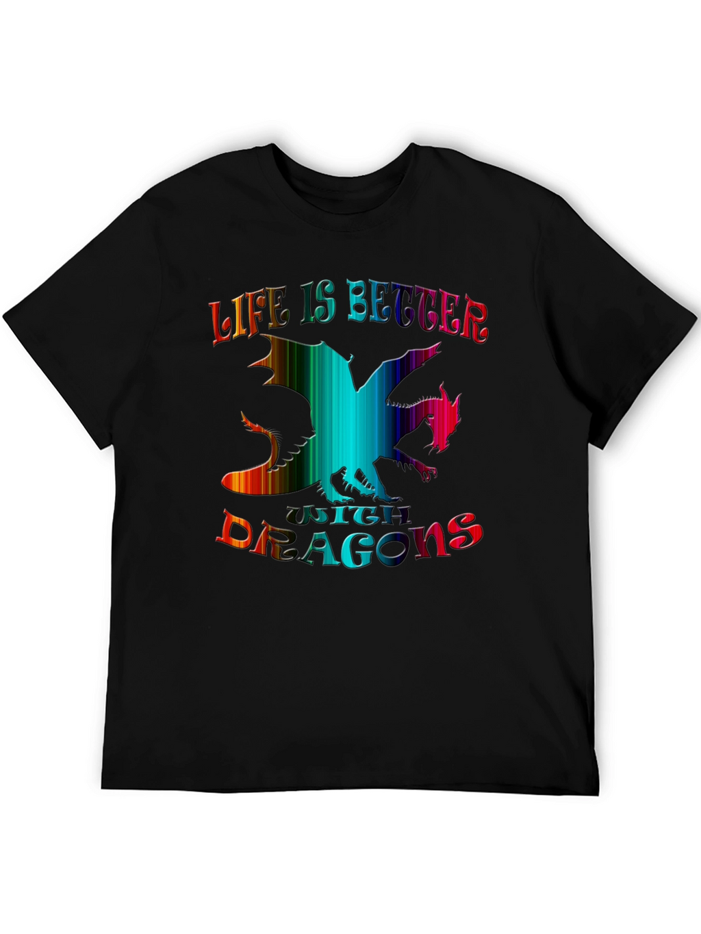 Life is Better with Dragons Black Graphic Tee