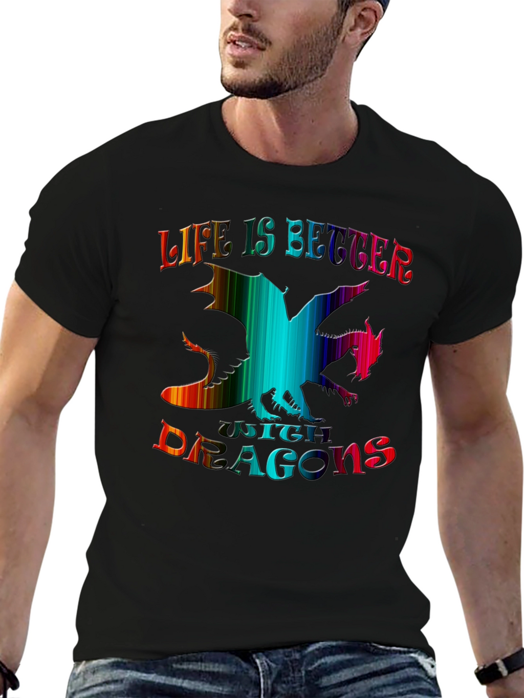Life is Better with Dragons Black Graphic Tee