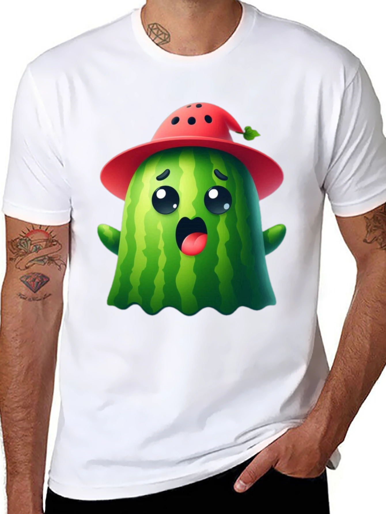 Cute Watermelon Ghost T-Shirt - Halloween Ready!