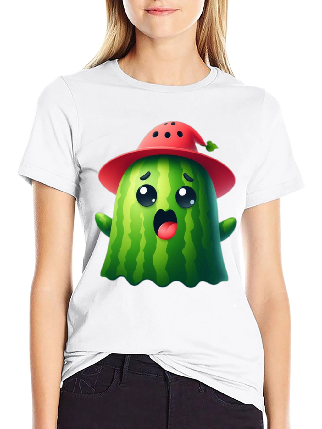 Cute Watermelon Ghost T-Shirt - Halloween Ready!