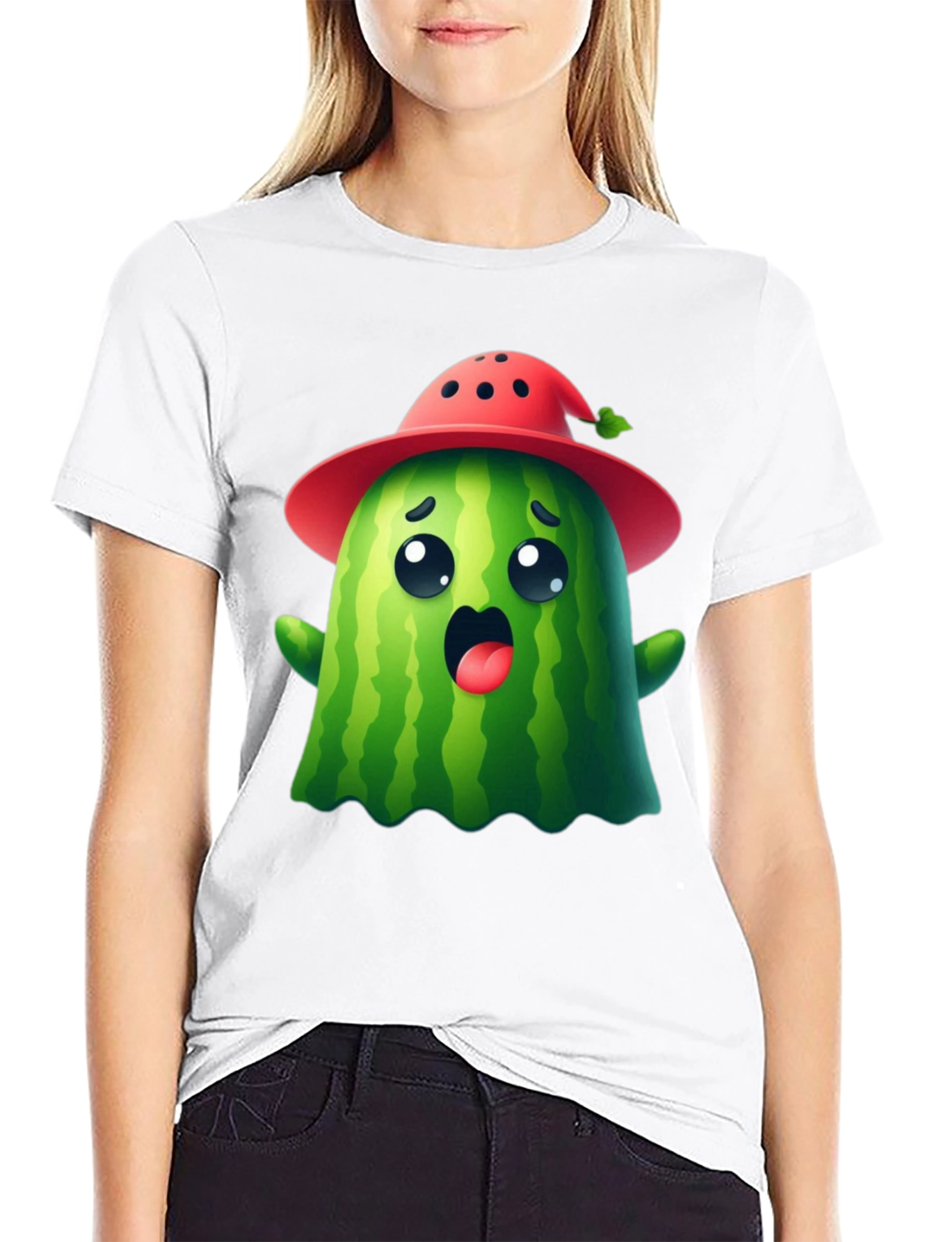 Cute Watermelon Ghost T-Shirt - Halloween Ready!