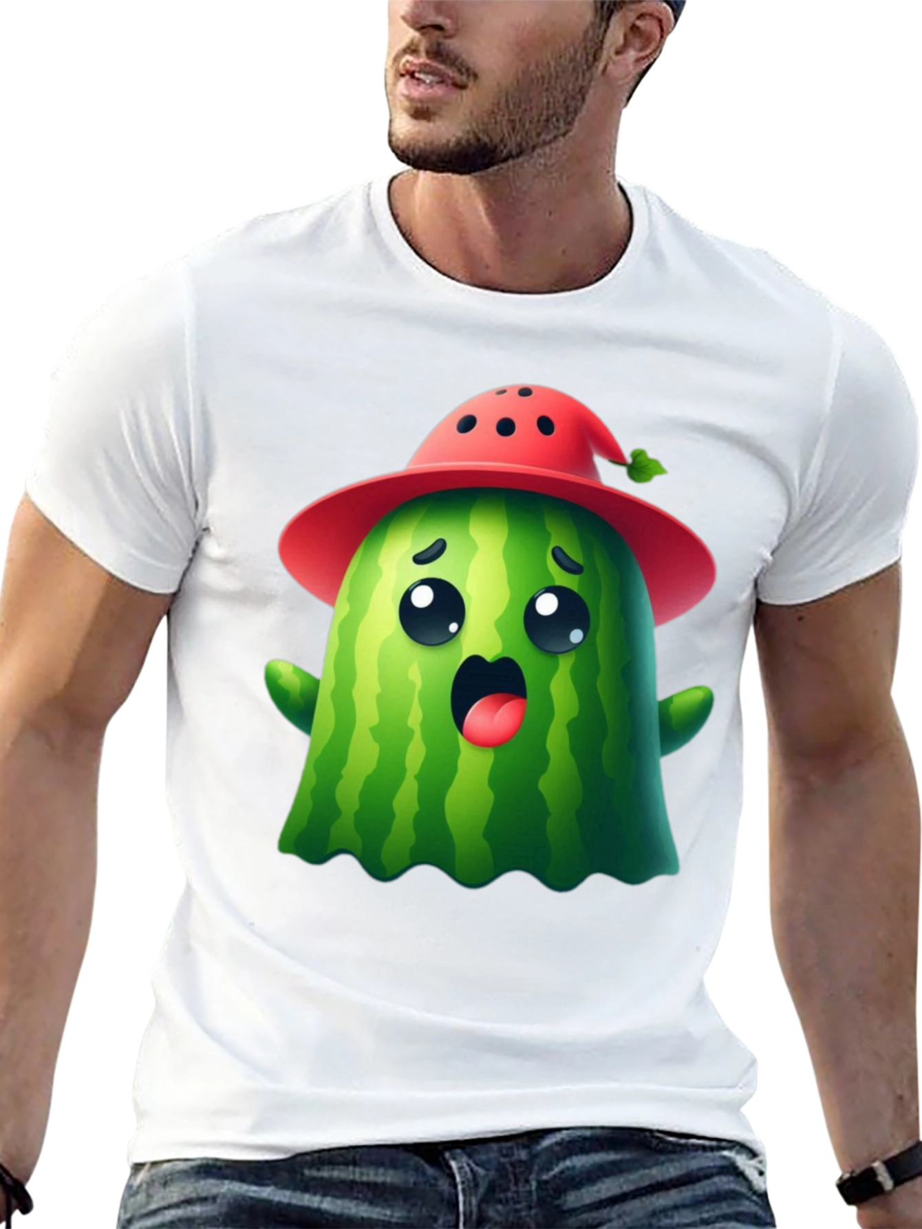 Cute Watermelon Ghost T-Shirt - Halloween Ready!