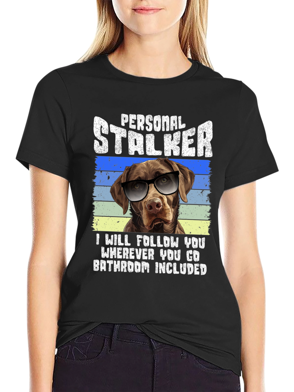 Personal Stalker Dog Graphic T-Shirt