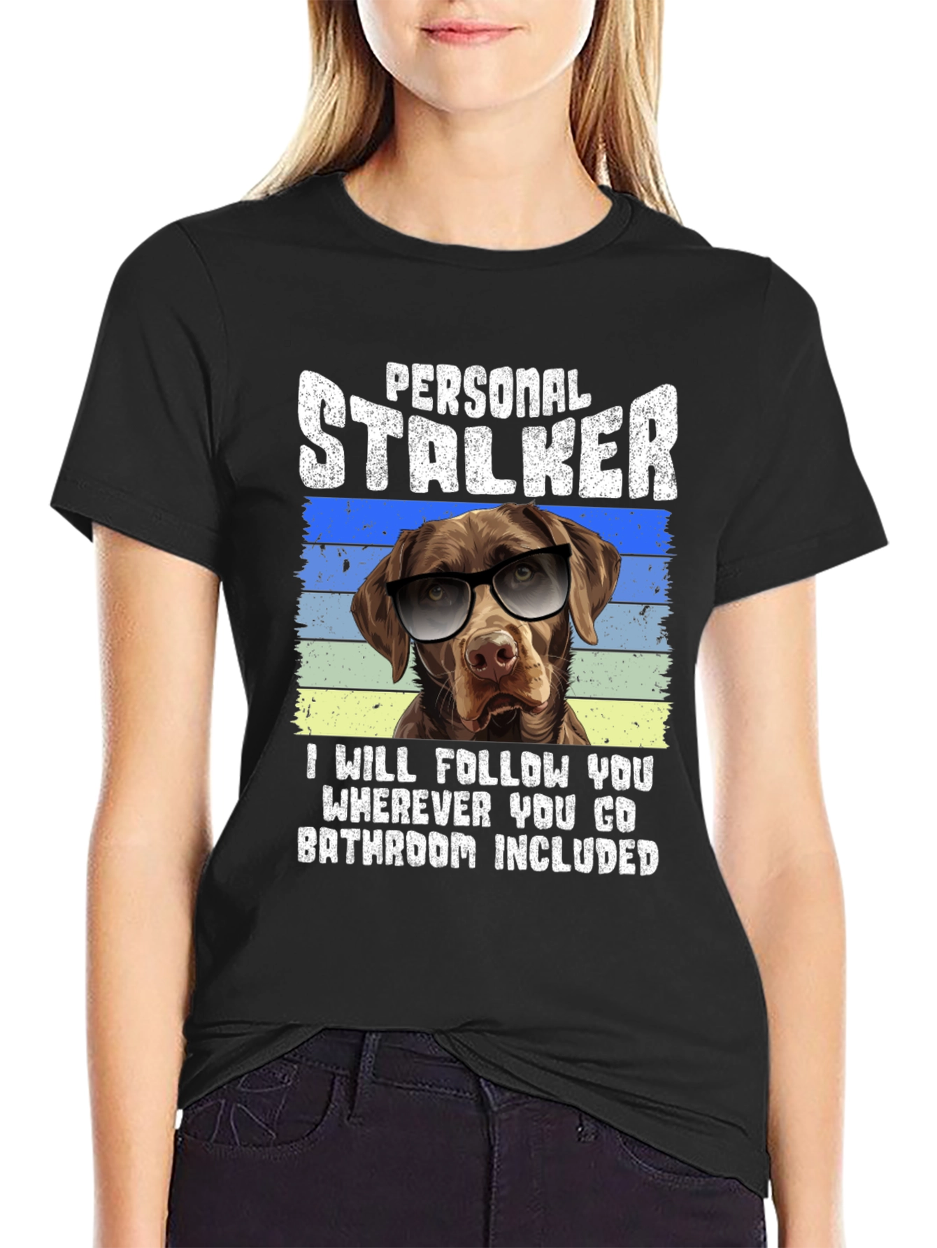 Personal Stalker Dog Graphic T-Shirt