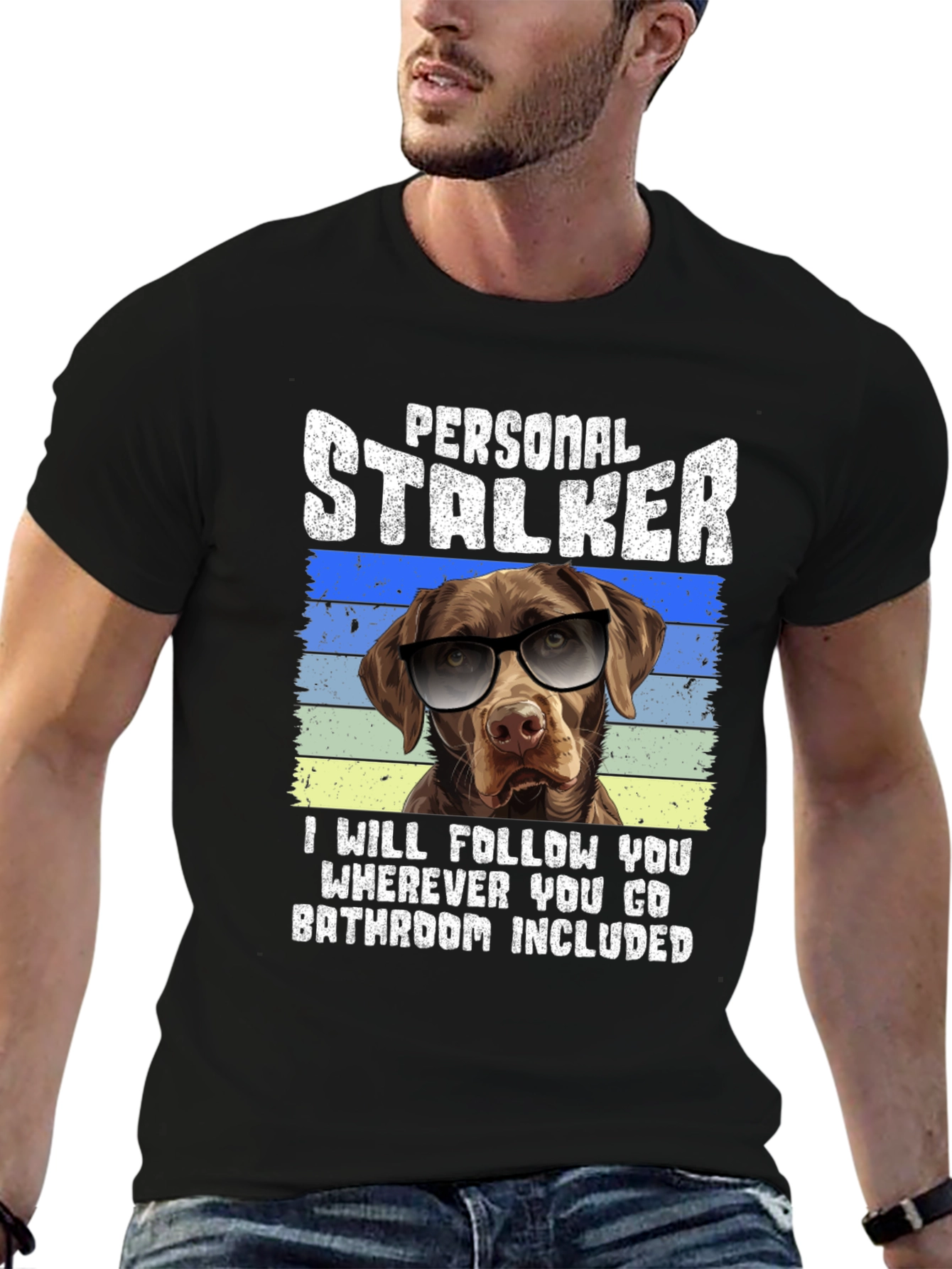 Personal Stalker Dog Graphic T-Shirt