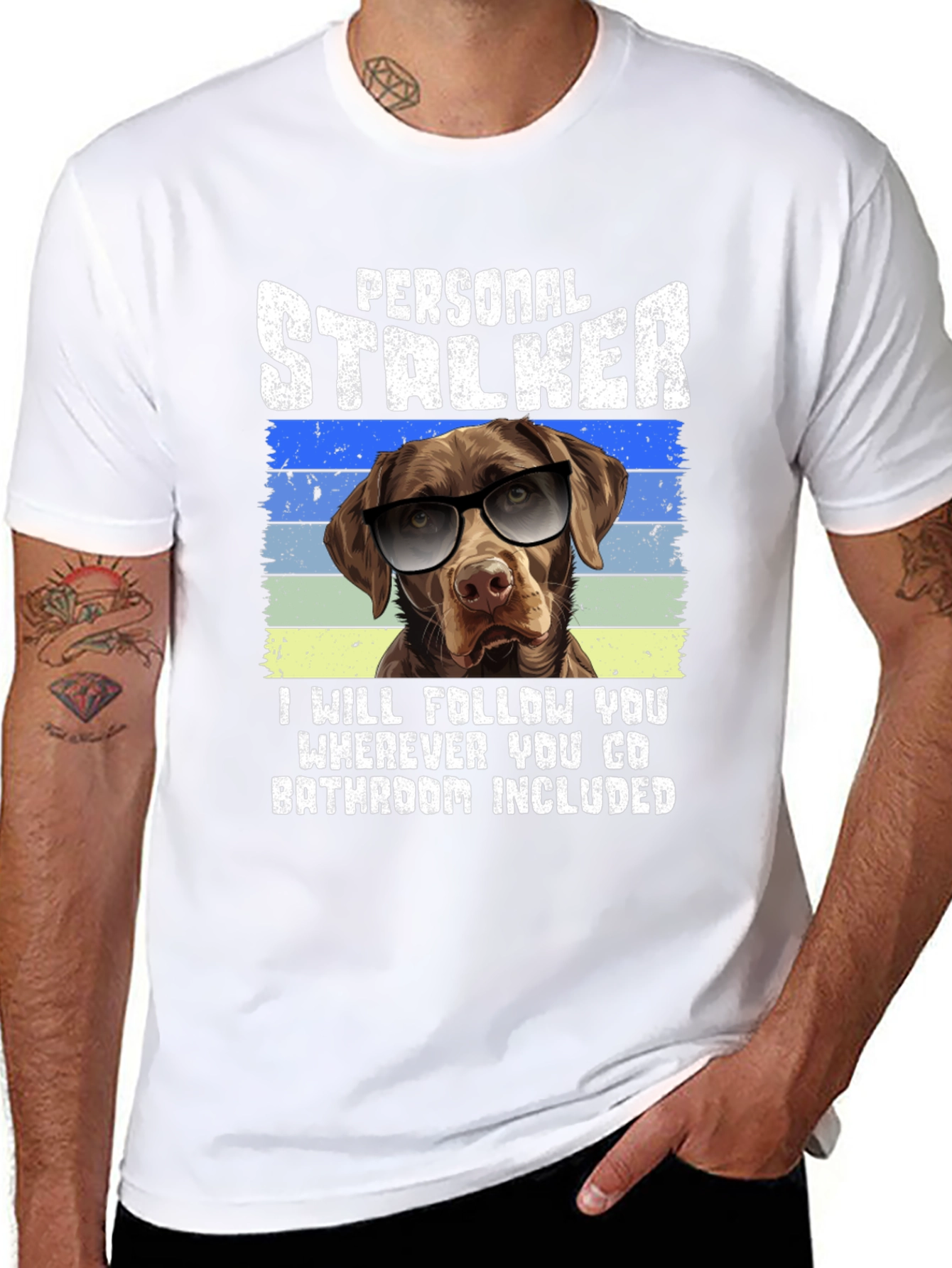 Personal Stalker Dog Graphic T-Shirt