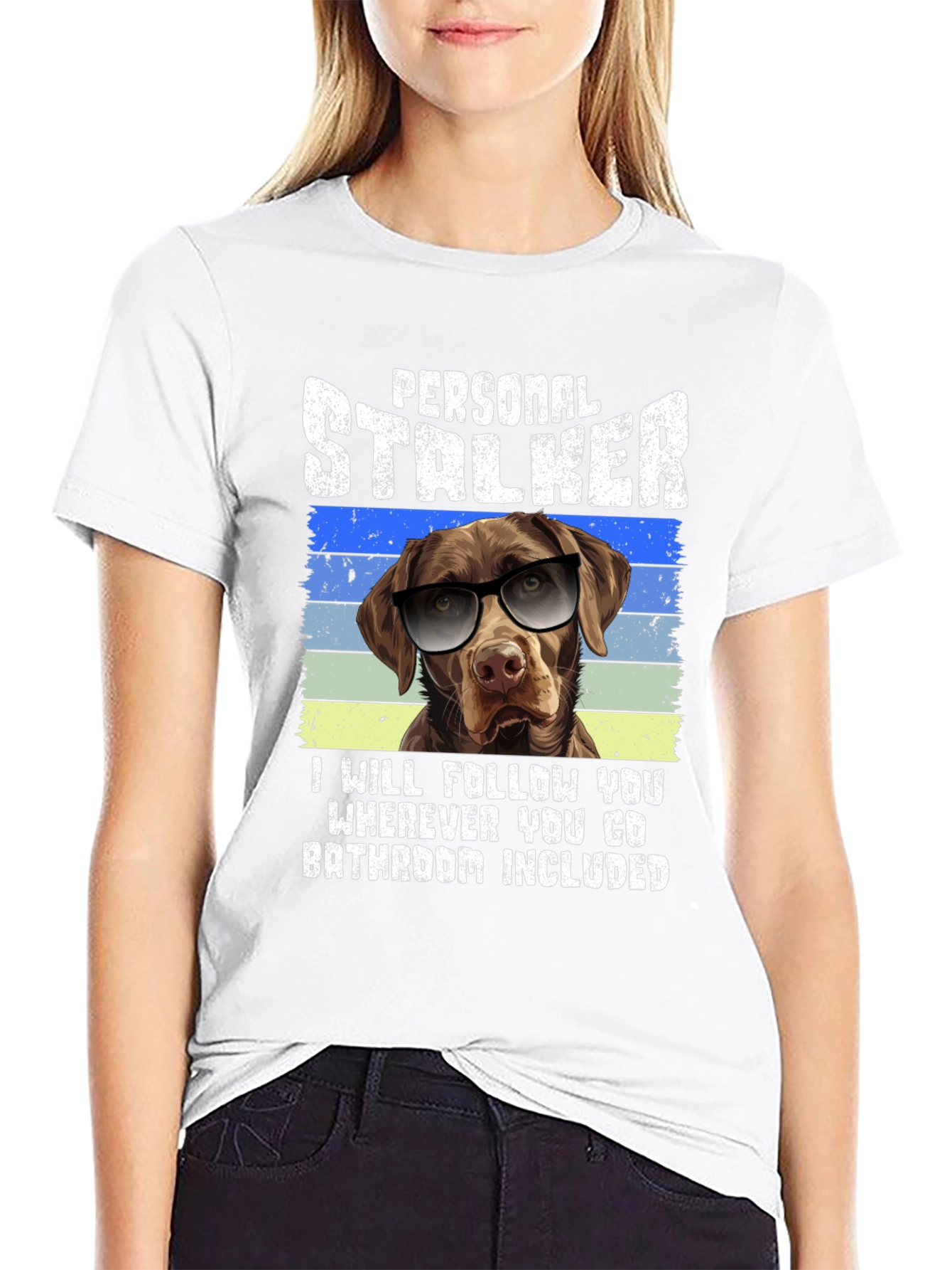 Personal Stalker Dog Graphic T-Shirt
