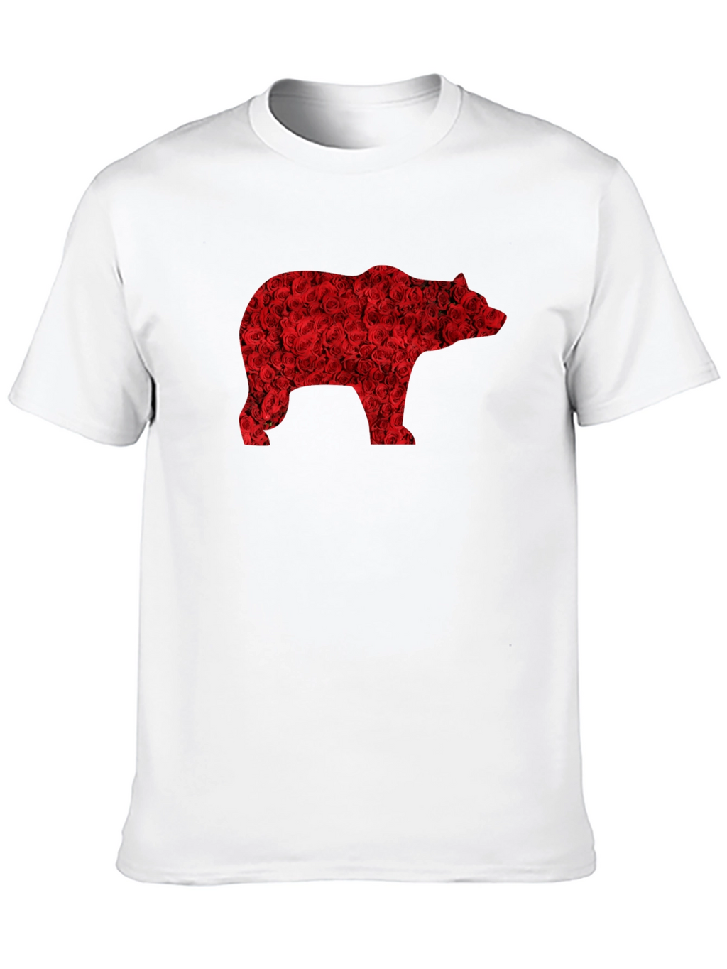 Floral Bear Graphic Tee - Black Casual T-Shirt