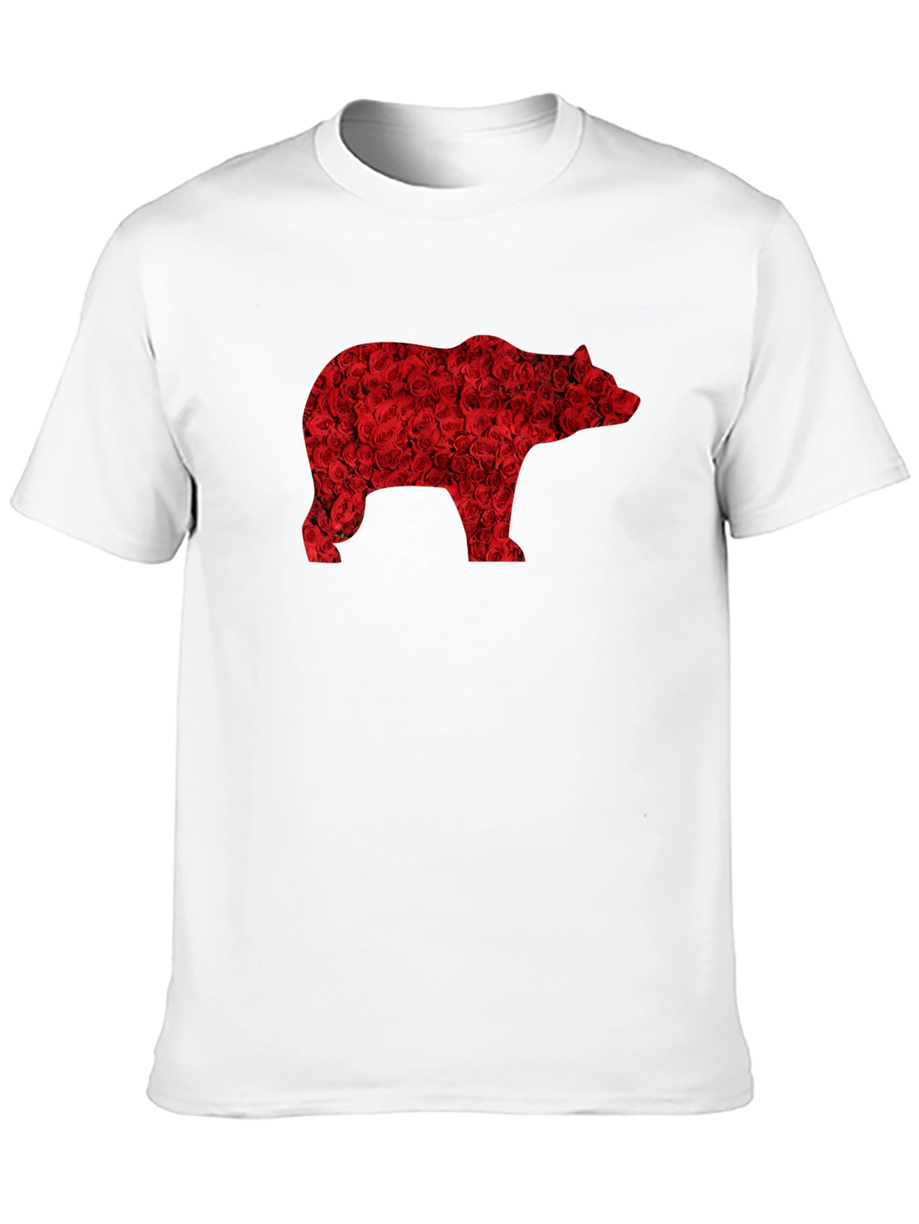 Floral Bear Graphic Tee - Black Casual T-Shirt