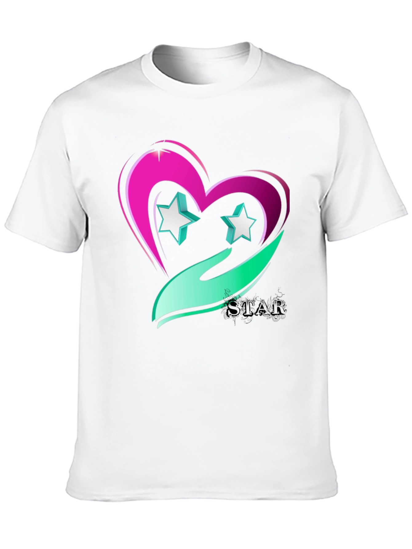 Star Heart Graphic Tee - Trendy Casual Wear