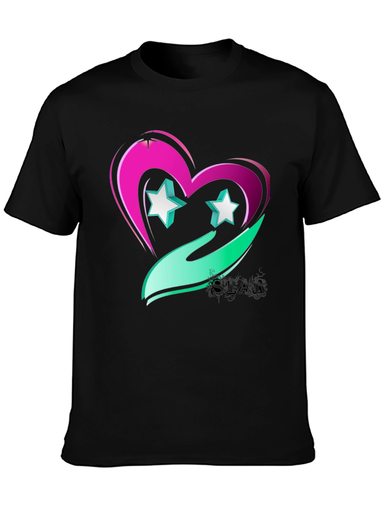 Star Heart Graphic Tee - Trendy Casual Wear