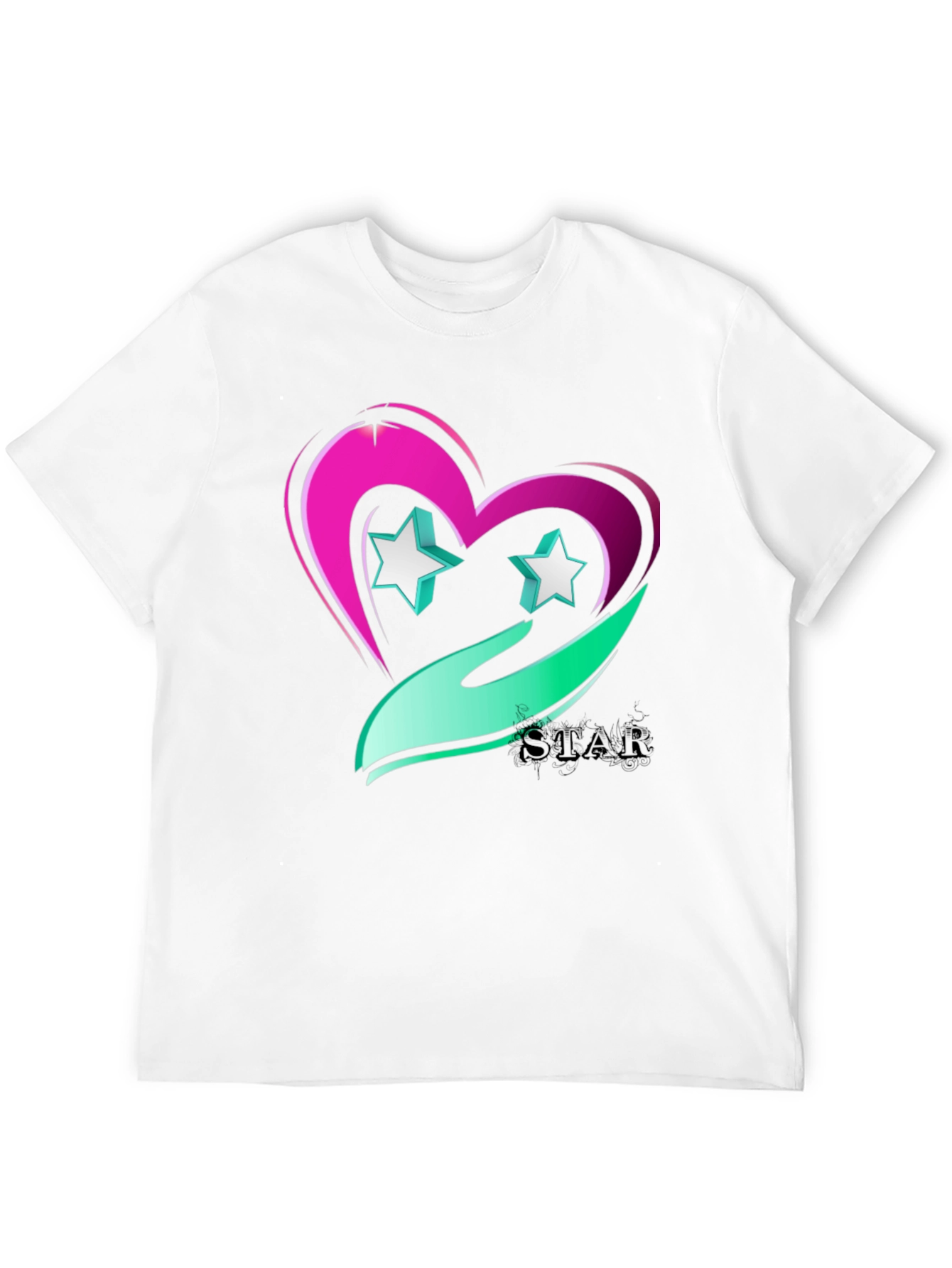 Star Heart Graphic Tee - Trendy Casual Wear