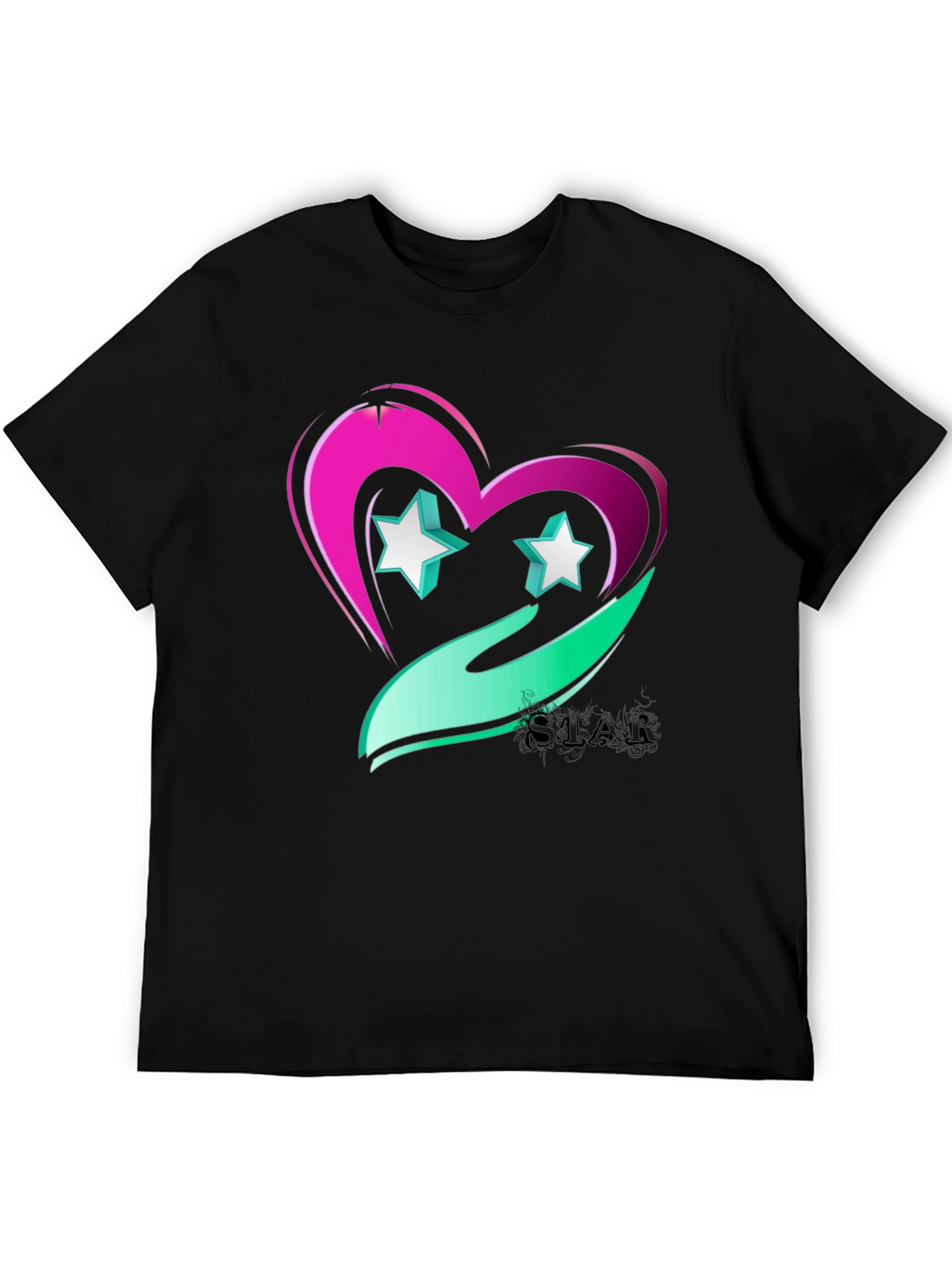 Star Heart Graphic Tee - Trendy Casual Wear