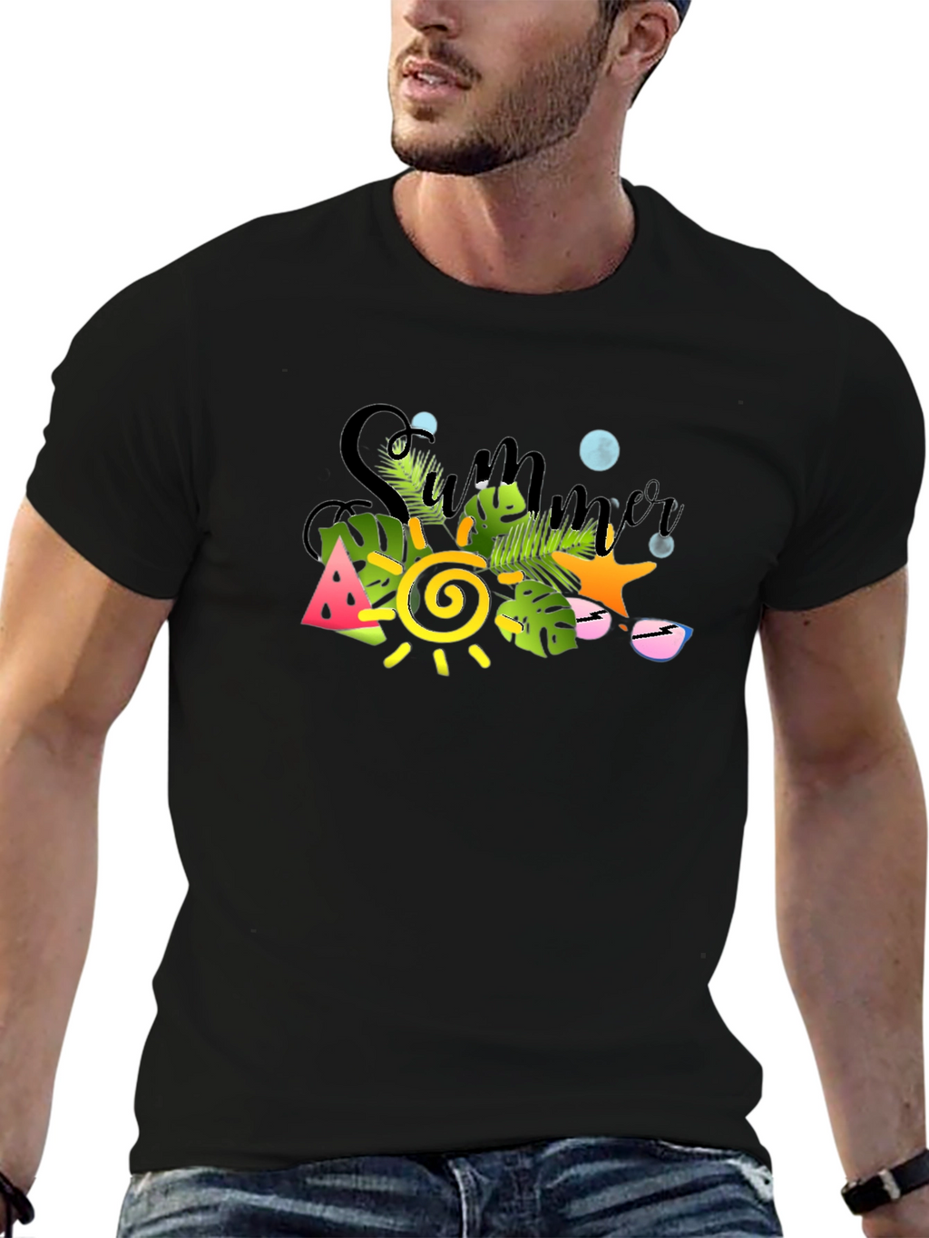 Summer Vibes Graphic Tee - Black T-Shirt