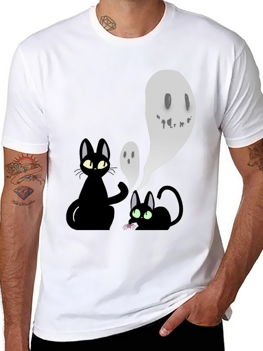 Halloween Cats & Ghosts Graphic Tee
