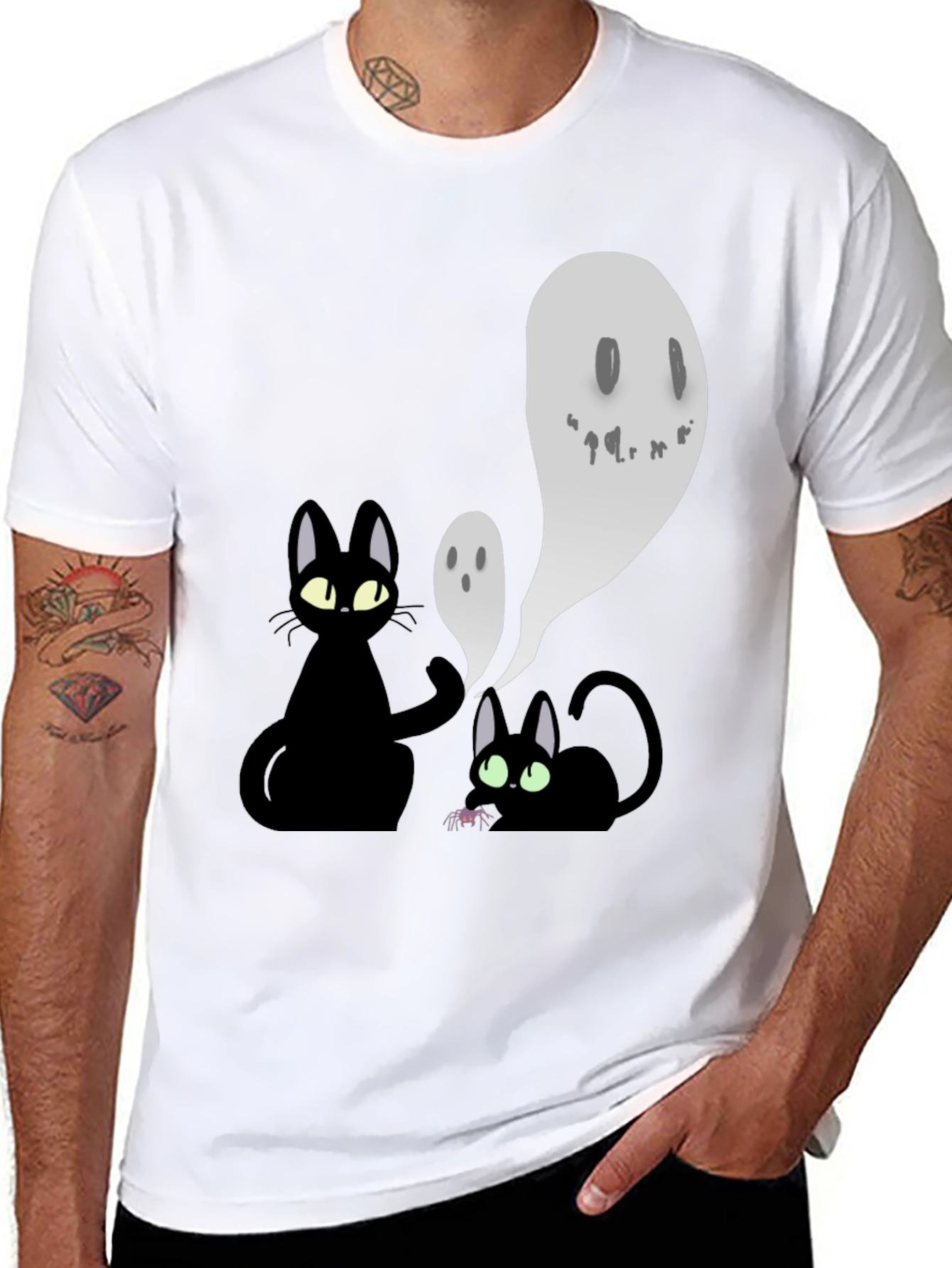 Halloween Cats & Ghosts Graphic Tee