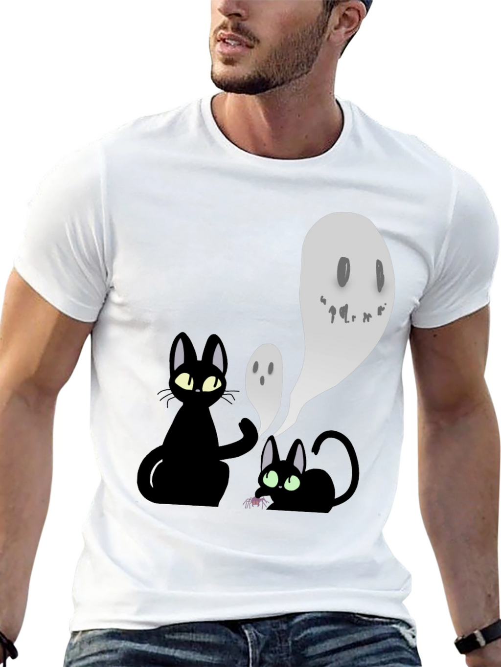Halloween Cats & Ghosts Graphic Tee