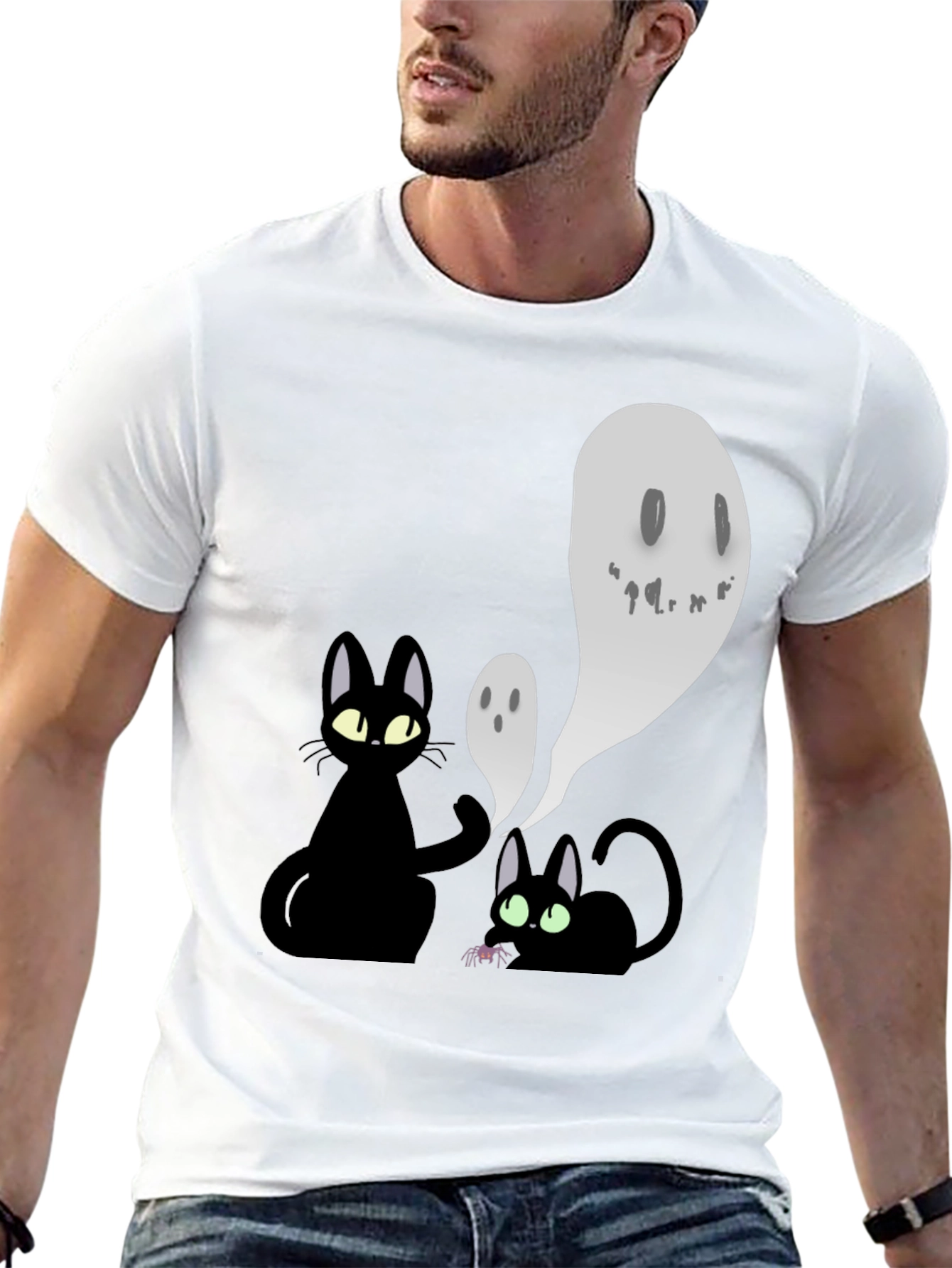 Halloween Cats & Ghosts Graphic Tee
