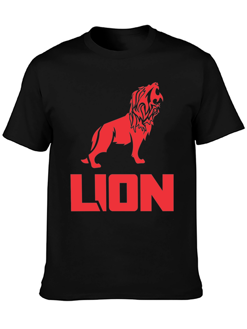 Lion Graphic Tee - Bold Red Print on Black