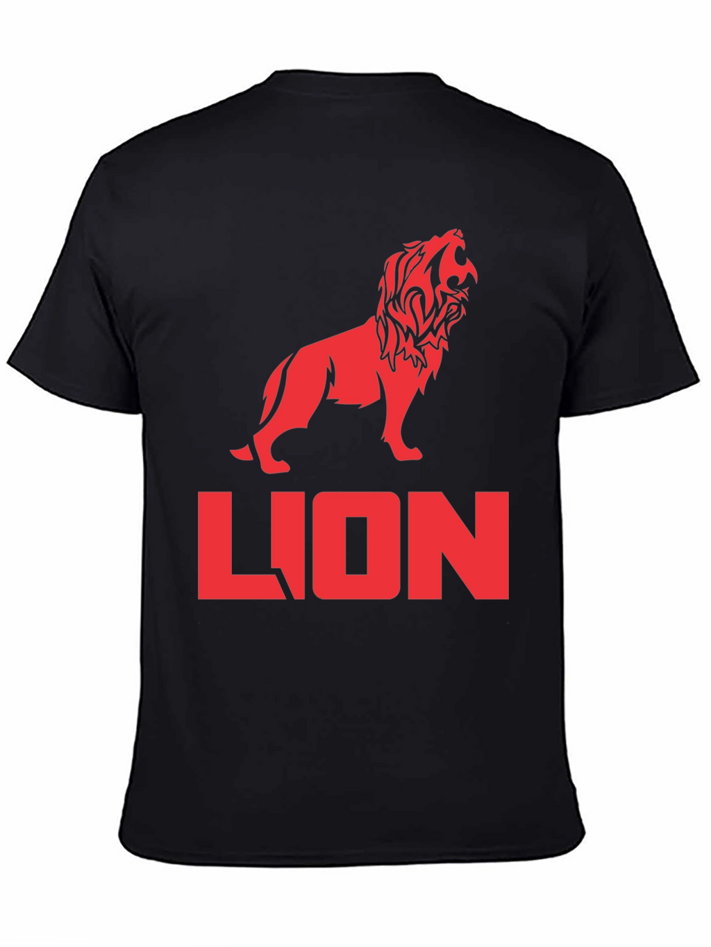Lion Graphic Tee - Bold Red Print on Black