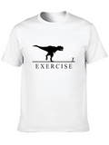 Dino Exercise Black T-Shirt - Humorous & Stylish