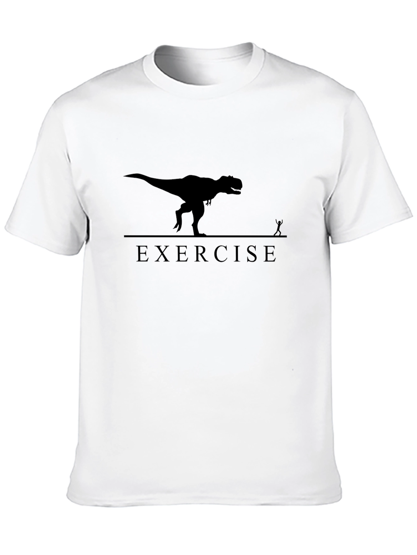 Dino Exercise Black T-Shirt - Humorous & Stylish