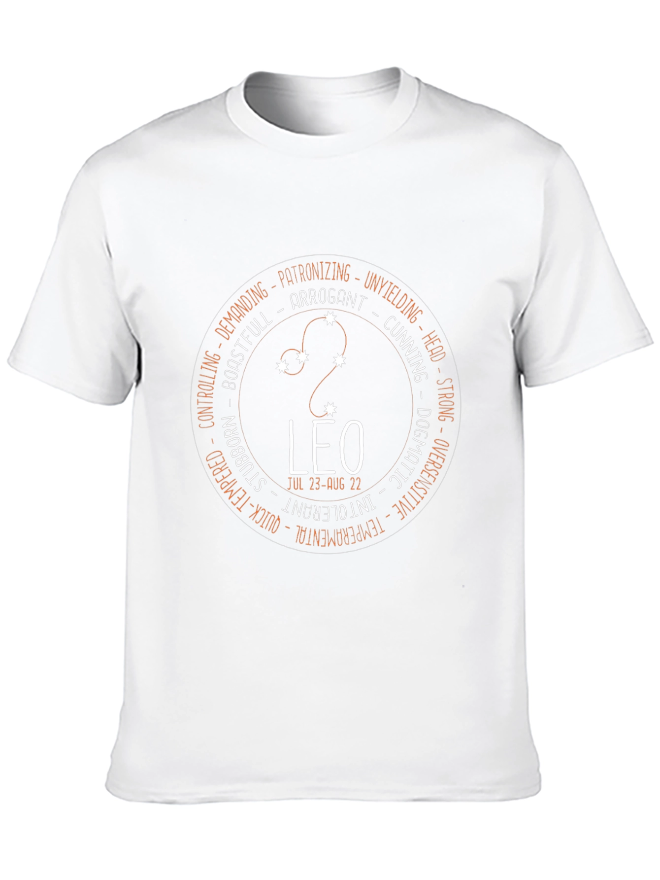 Leo Zodiac T-Shirt - Arrogant Strong and Unyielding Design