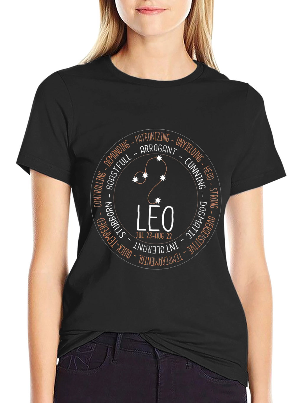 Leo Zodiac T-Shirt - Arrogant Strong and Unyielding Design