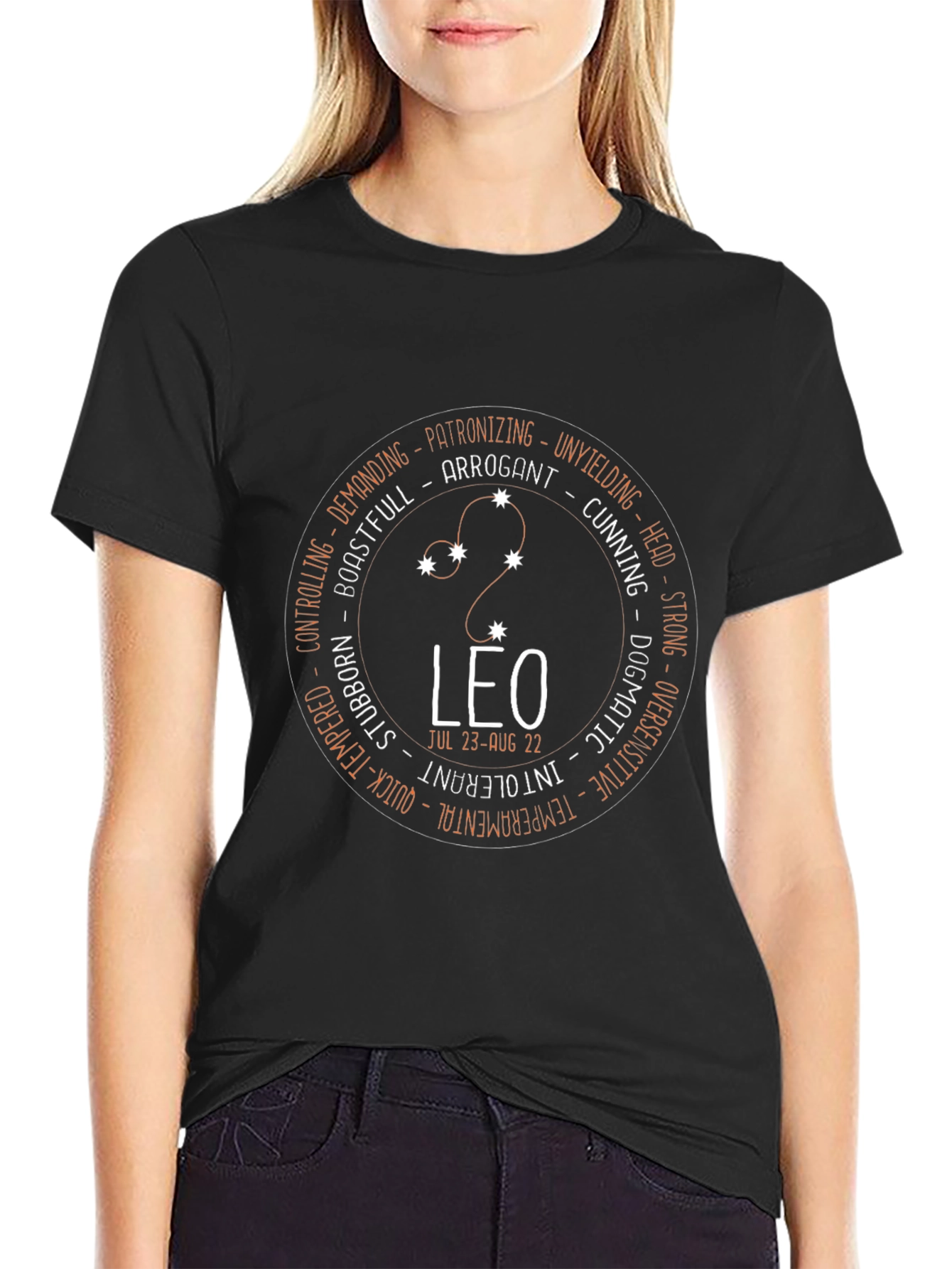 Leo Zodiac T-Shirt - Arrogant Strong and Unyielding Design