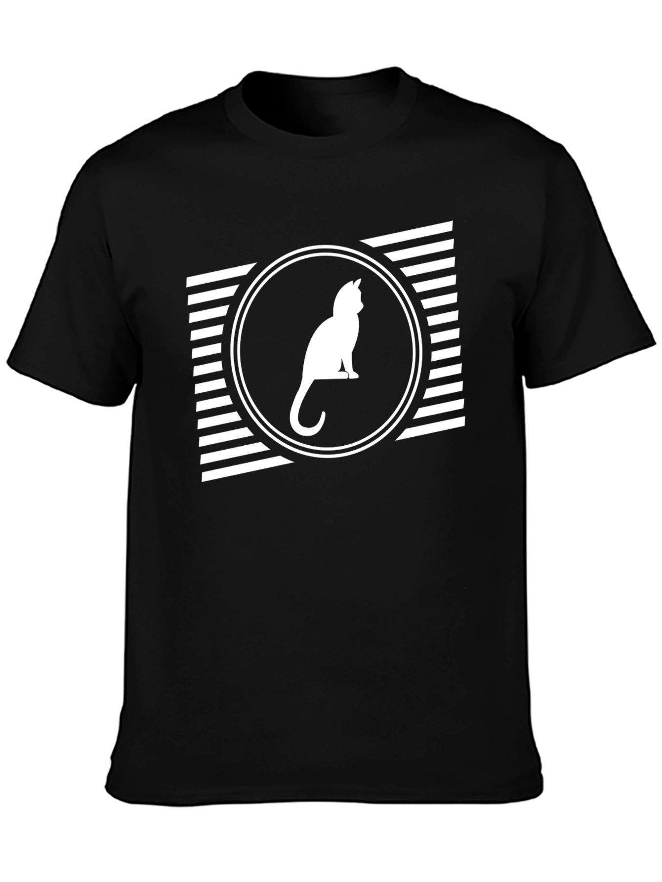 Cat Silhouette Graphic Tee - Stylish Black T-Shirt