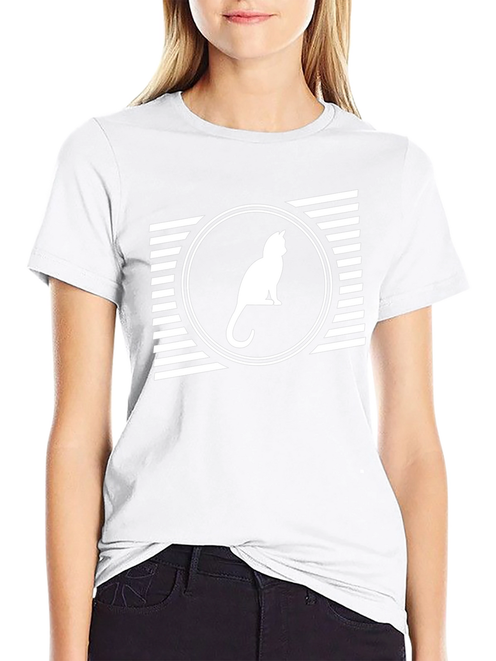 Cat Silhouette Graphic Tee - Stylish Black T-Shirt
