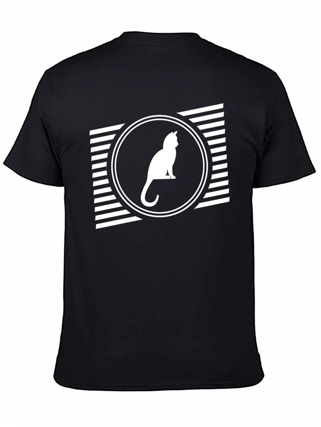 Cat Silhouette Graphic Tee - Stylish Black T-Shirt