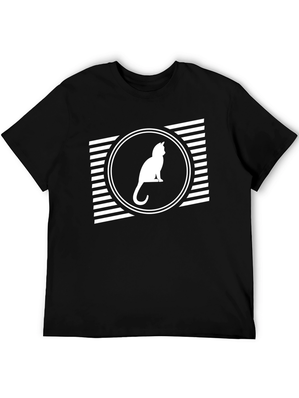 Cat Silhouette Graphic Tee - Stylish Black T-Shirt