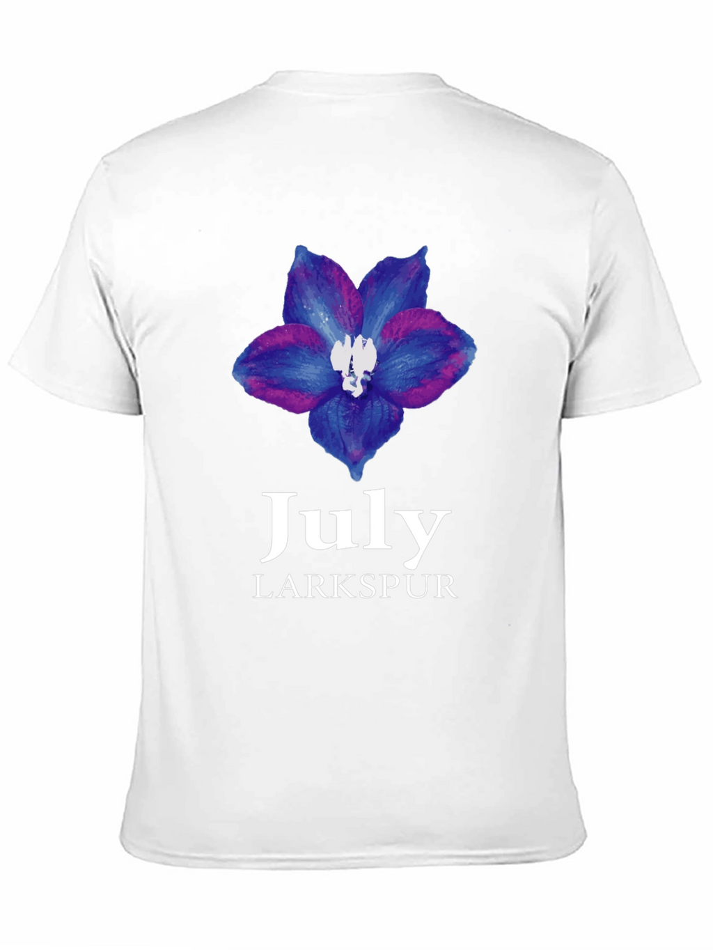 July Larkspur Flower Black T-Shirt