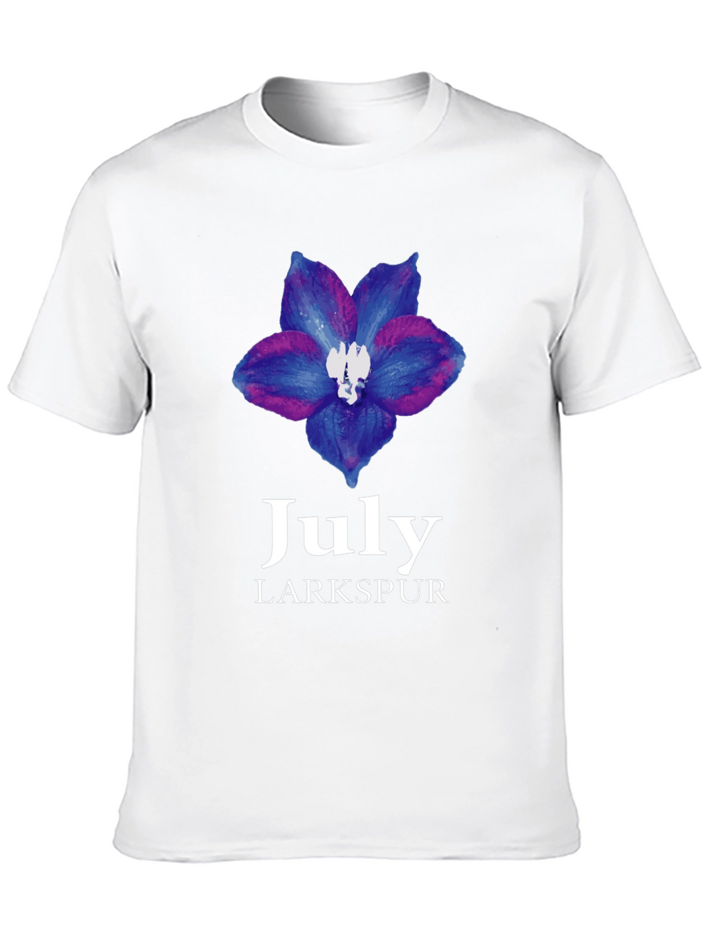 July Larkspur Flower Black T-Shirt